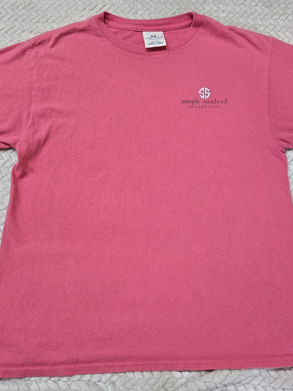Simply Southern Top Size Youth Large Short Sleeve Dark Pink Panda